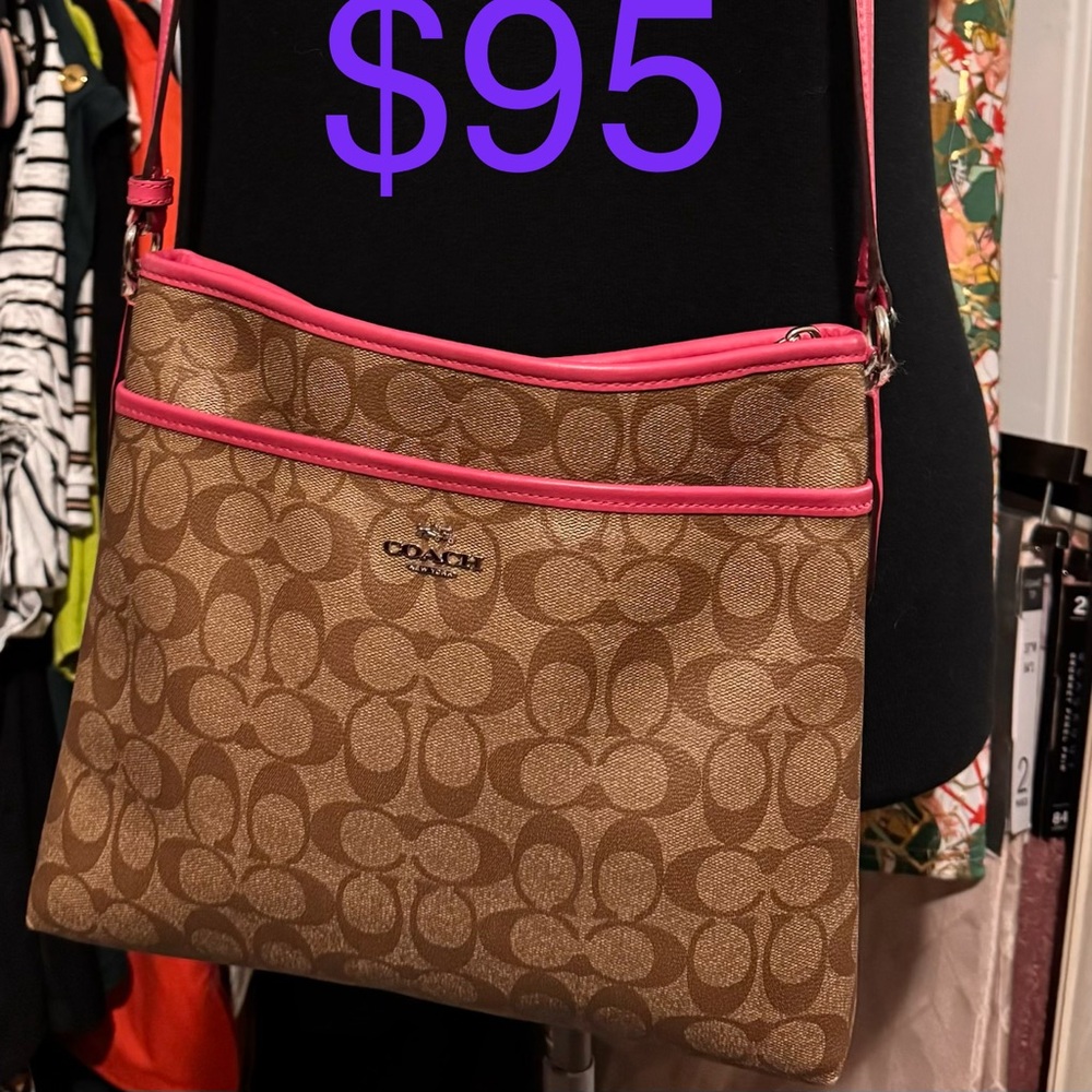 Coach Tan and Pink Crossbody Bag